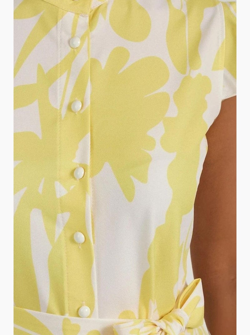 Vestido largo con estampado floral hiccup Amarillo limón - Kiabi