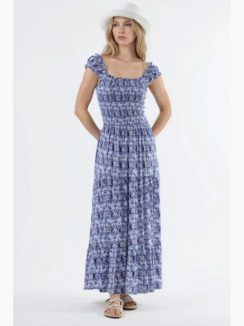 Vestido largo con estampado paisley y cuello cuadrado busem - Kiabi