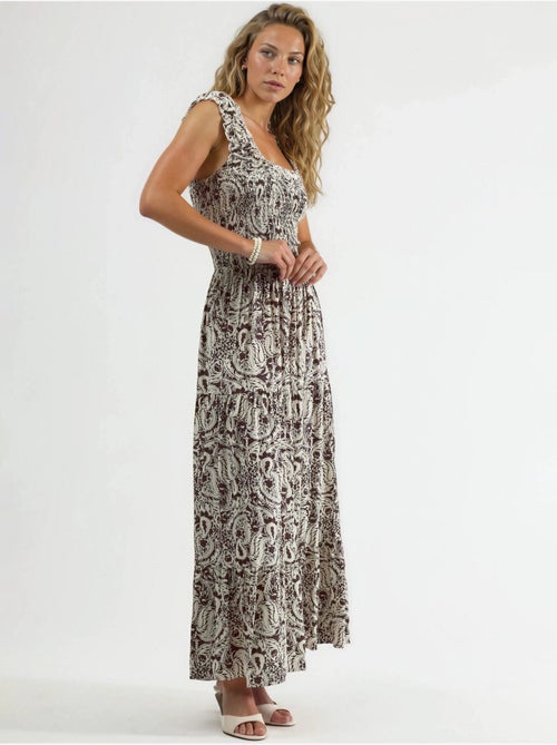 Vestido largo con estampado paisley y cuello cuadrado busem - Kiabi