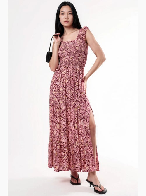 Vestido largo con estampado paisley y cuello cuadrado busem - Kiabi