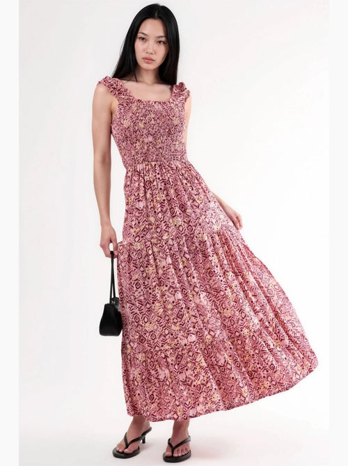 Vestido largo con estampado paisley y cuello cuadrado busem - Kiabi