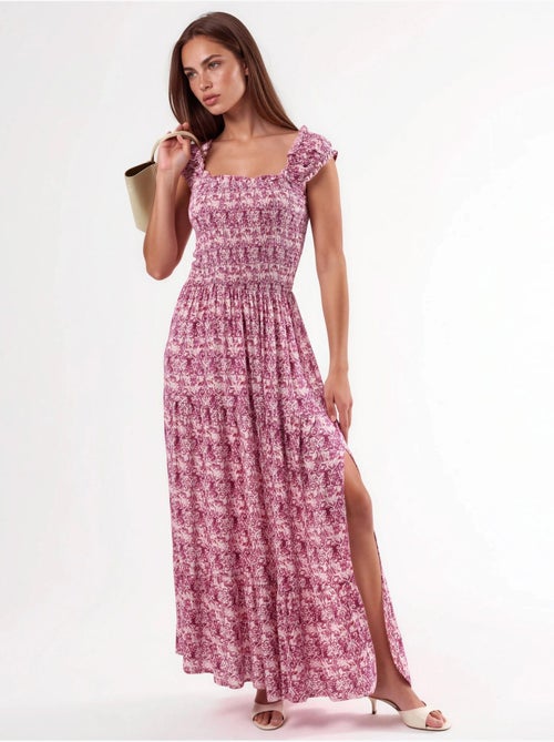 Vestido largo con estampado paisley y cuello cuadrado busem - Kiabi