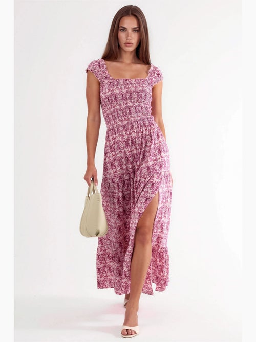 Vestido largo con estampado paisley y cuello cuadrado busem - Kiabi