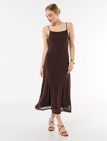 Vestido largo con estampado y tirantes finos