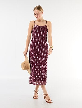 Vestido largo con estampado y tirantes finos