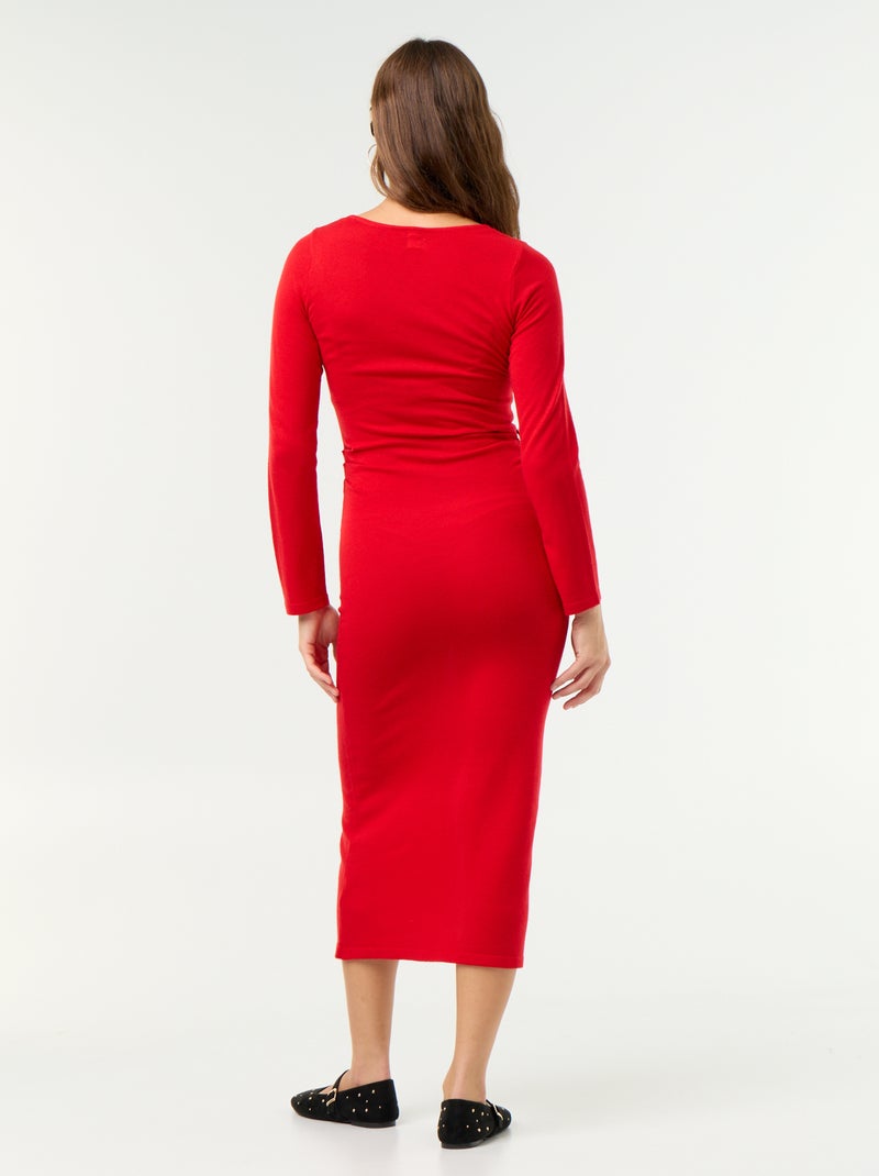 Vestido largo con joya en la cintura Rojo - Kiabi