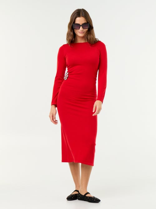 Vestido largo con joya en la cintura - Kiabi
