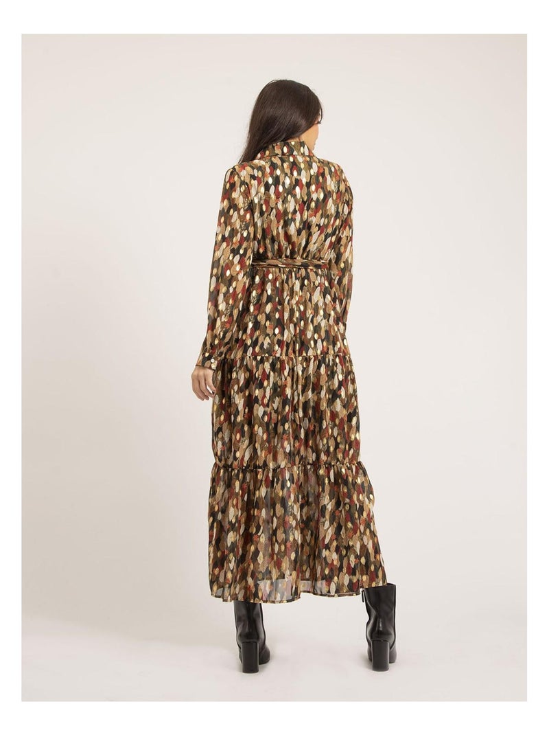Vestido largo con motivos IDETTA Caqui - Kiabi