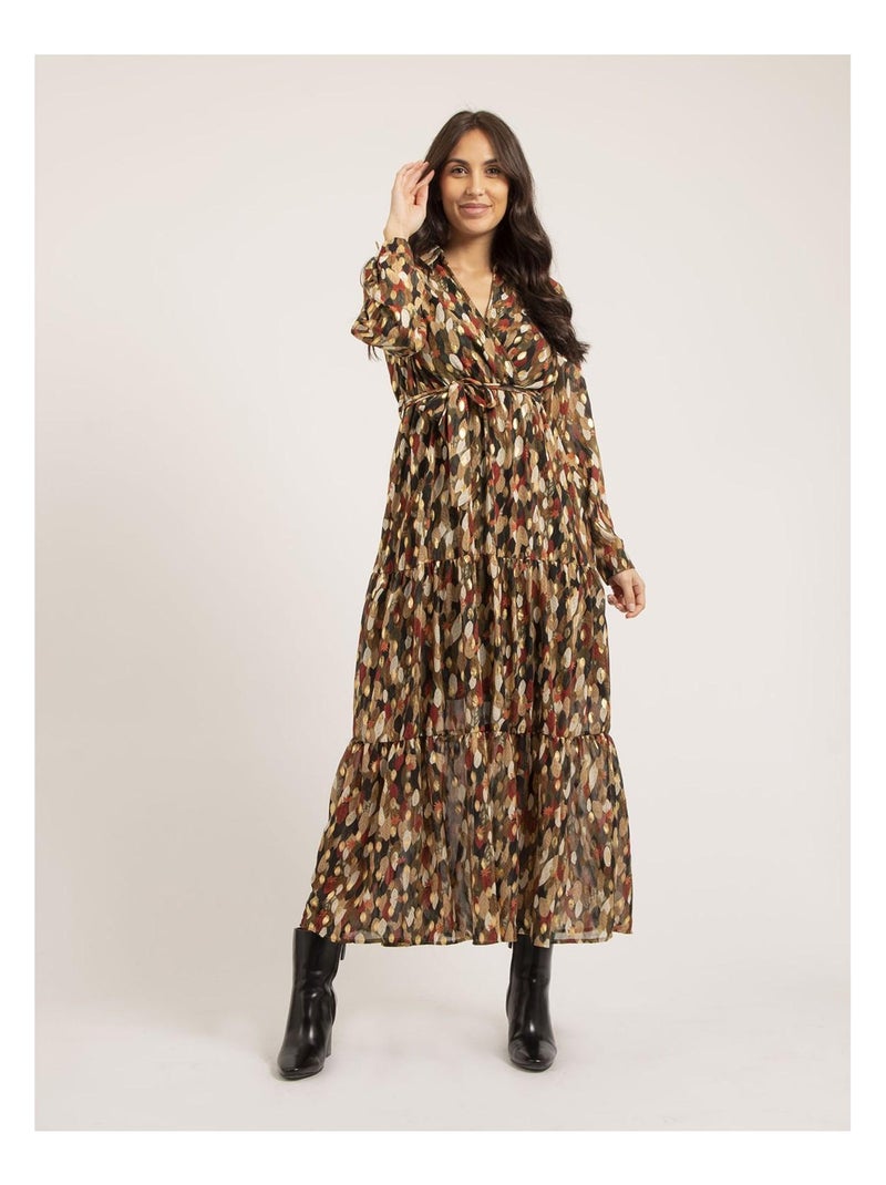 Vestido largo con motivos IDETTA Caqui - Kiabi