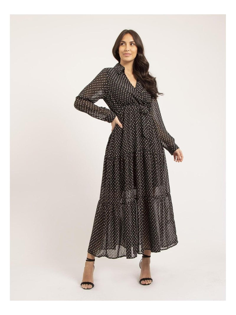 Vestido largo con motivos IDYANA Negro - Kiabi