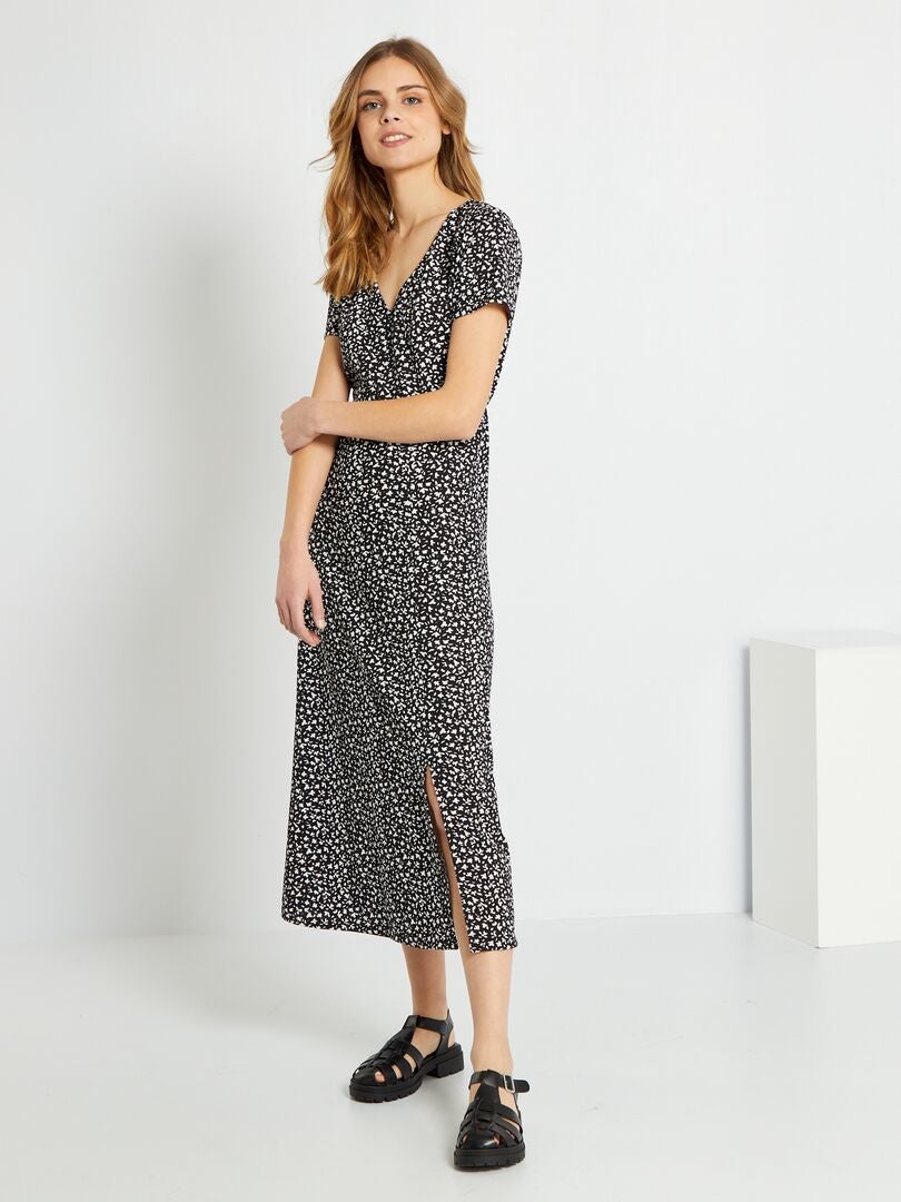 Vestido largo con motivos NEGRO - Kiabi