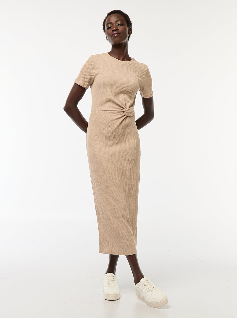 Vestido largo con nudo en la cintura Marron - Kiabi