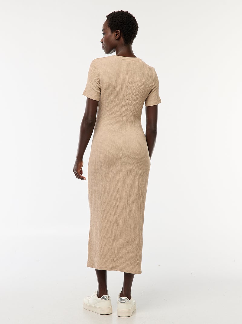 Vestido largo con nudo en la cintura Marron - Kiabi