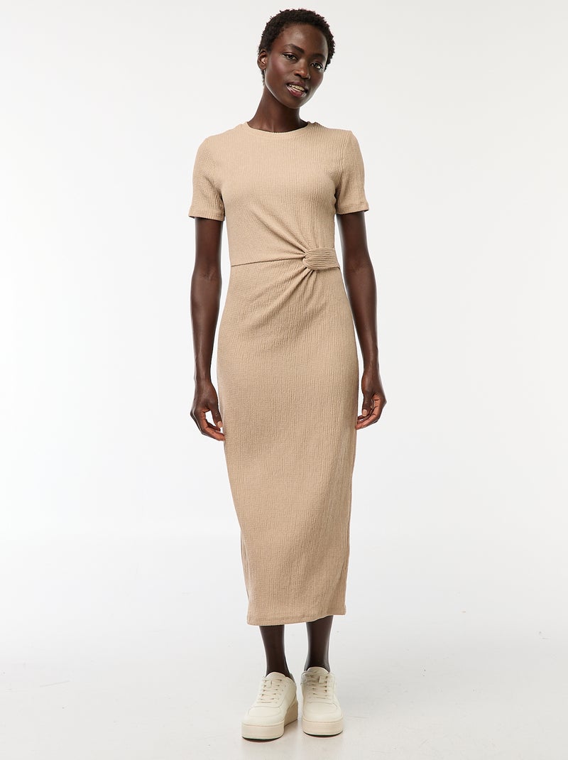 Vestido largo con nudo en la cintura Marron - Kiabi