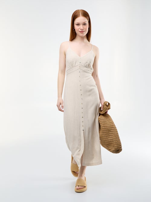 Vestido largo con tirantes finos ajustables - Kiabi Vestido largo con tirantes finos ajustables - Kiabi