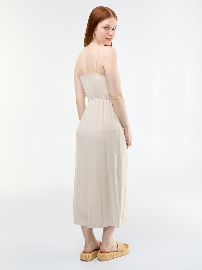 Vestido largo con tirantes finos ajustables Beige - Kiabi