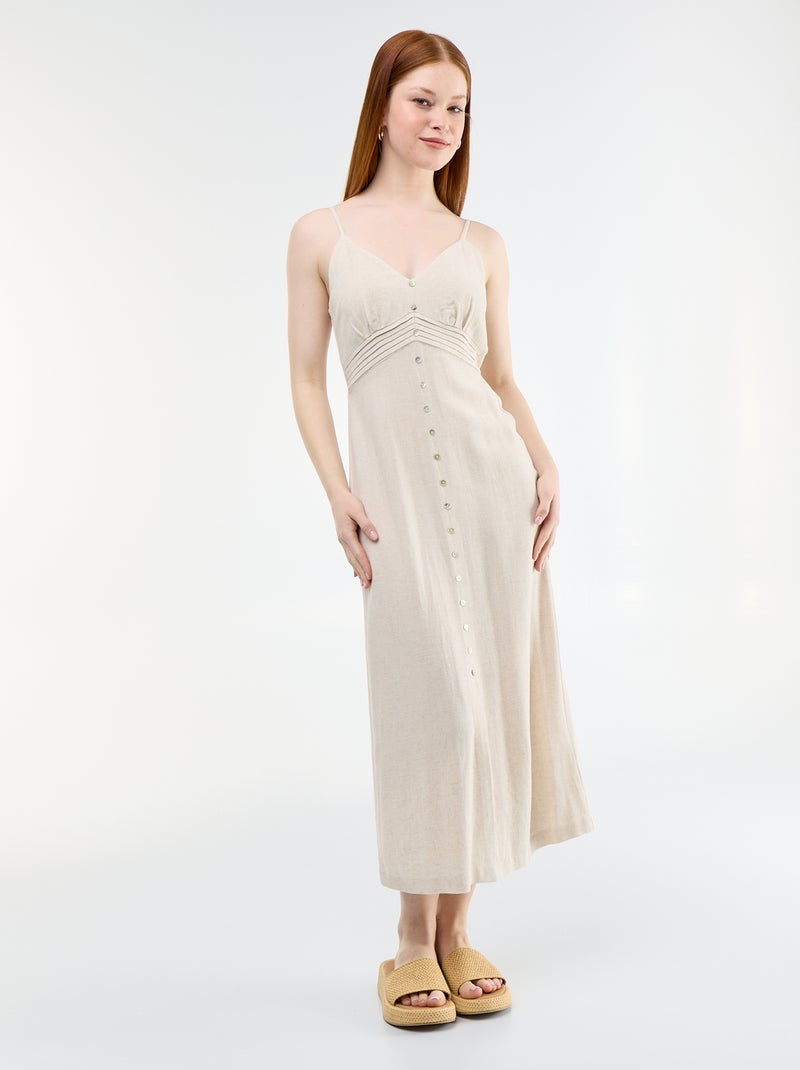 Vestido largo con tirantes finos ajustables Beige - Kiabi