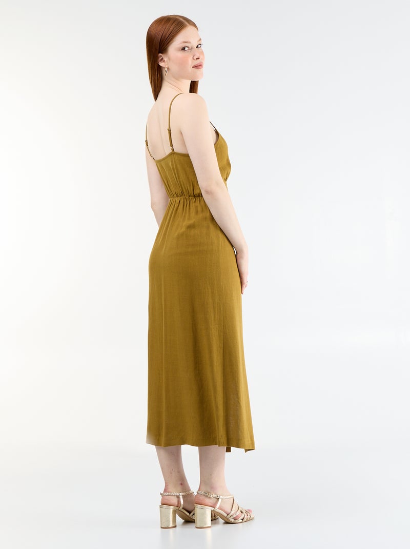 Vestido largo con tirantes finos ajustables Marron - Kiabi