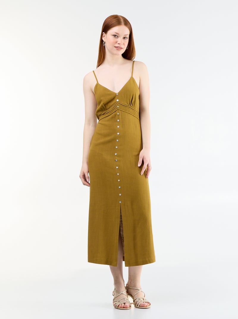 Vestido largo con tirantes finos ajustables Marron - Kiabi