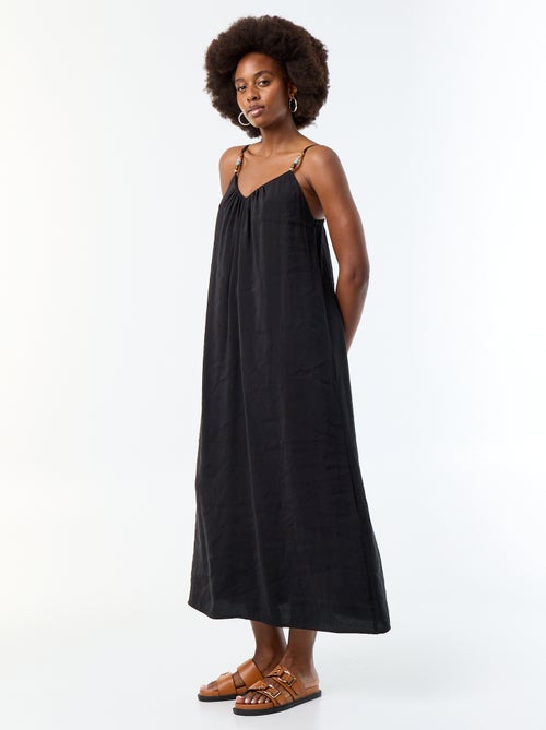 Vestido largo con tirantes finos de perlas - Kiabi Vestido largo con tirantes finos de perlas - Kiabi