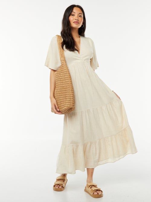 Vestido largo con volante en el bajo y espalda descubierta - Kiabi