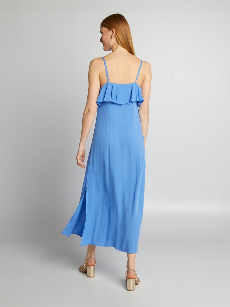 Vestido largo con volantes AZUL - Kiabi
