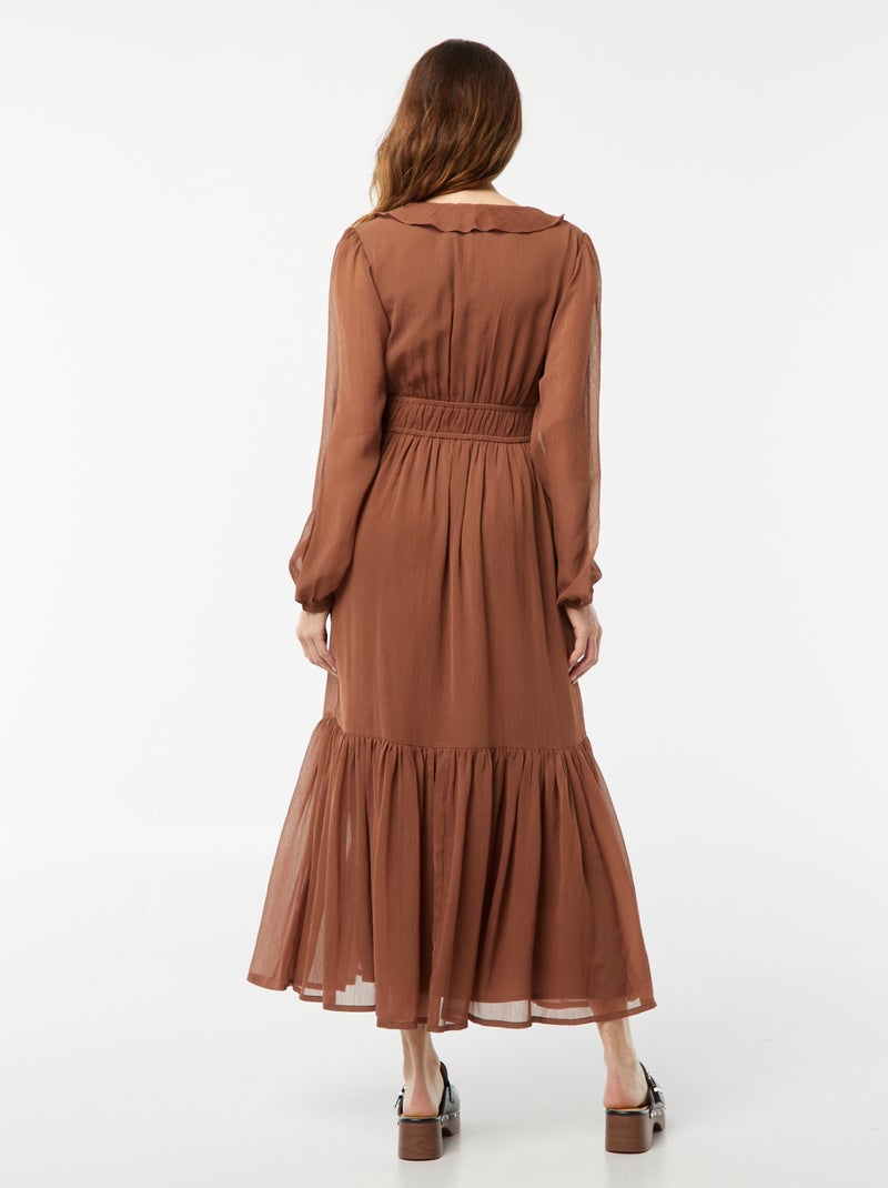 Vestido largo con volantes MARRON - Kiabi