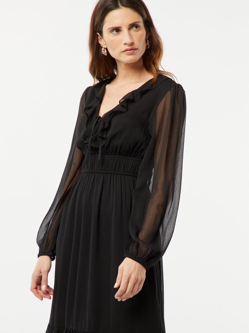 Vestido largo con volantes - Kiabi