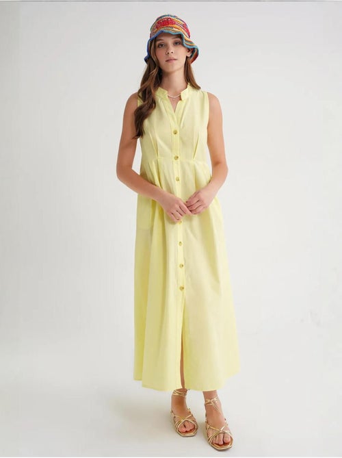 Vestido largo con volantes y cuello de tippet abotonado de mixray - Kiabi Vestido largo con volantes y cuello de tippet abotonado de mixray - Kiabi