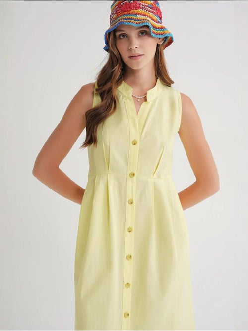 Vestido largo con volantes y cuello de tippet abotonado de mixray - Kiabi Vestido largo con volantes y cuello de tippet abotonado de mixray - Kiabi