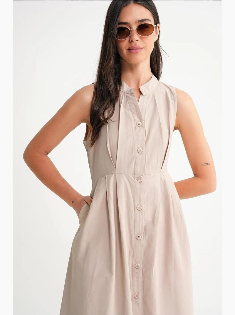 Vestido largo con volantes y cuello de tippet abotonado de mixray Arena - Kiabi