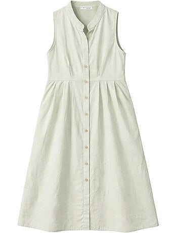 Vestido largo con volantes y cuello de tippet abotonado de mixray