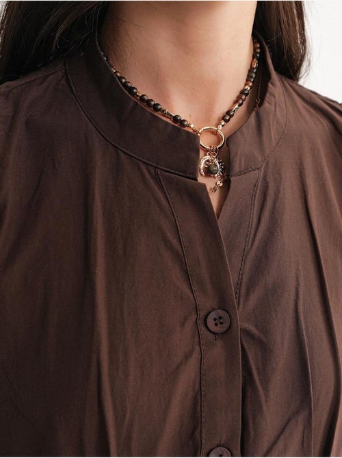 Vestido largo con volantes y cuello de tippet abotonado de mixray - Kiabi Vestido largo con volantes y cuello de tippet abotonado de mixray - Kiabi