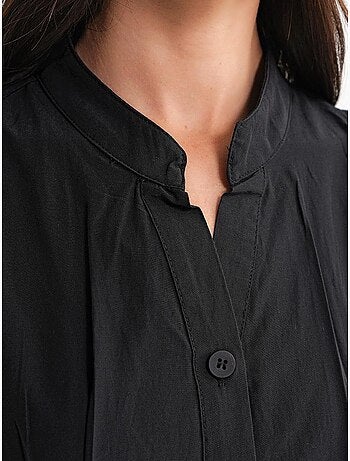 Vestido largo con volantes y cuello de tippet abotonado de mixray