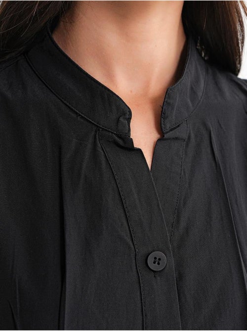 Vestido largo con volantes y cuello de tippet abotonado de mixray - Kiabi Vestido largo con volantes y cuello de tippet abotonado de mixray - Kiabi