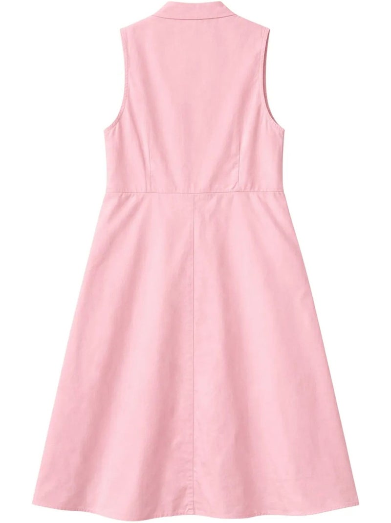 Vestido largo con volantes y cuello de tippet abotonado de mixray Rosa - Kiabi