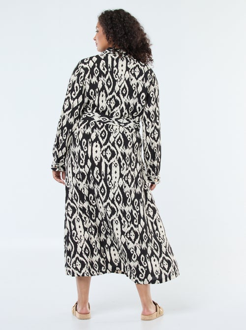 Vestido largo corte camisero con cinturón en la cintura - Kiabi