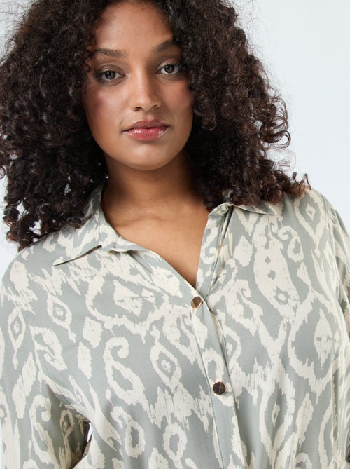 Vestido largo corte camisero con cinturón en la cintura - Kiabi