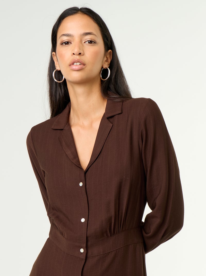 Vestido largo corte camisero Marron - Kiabi