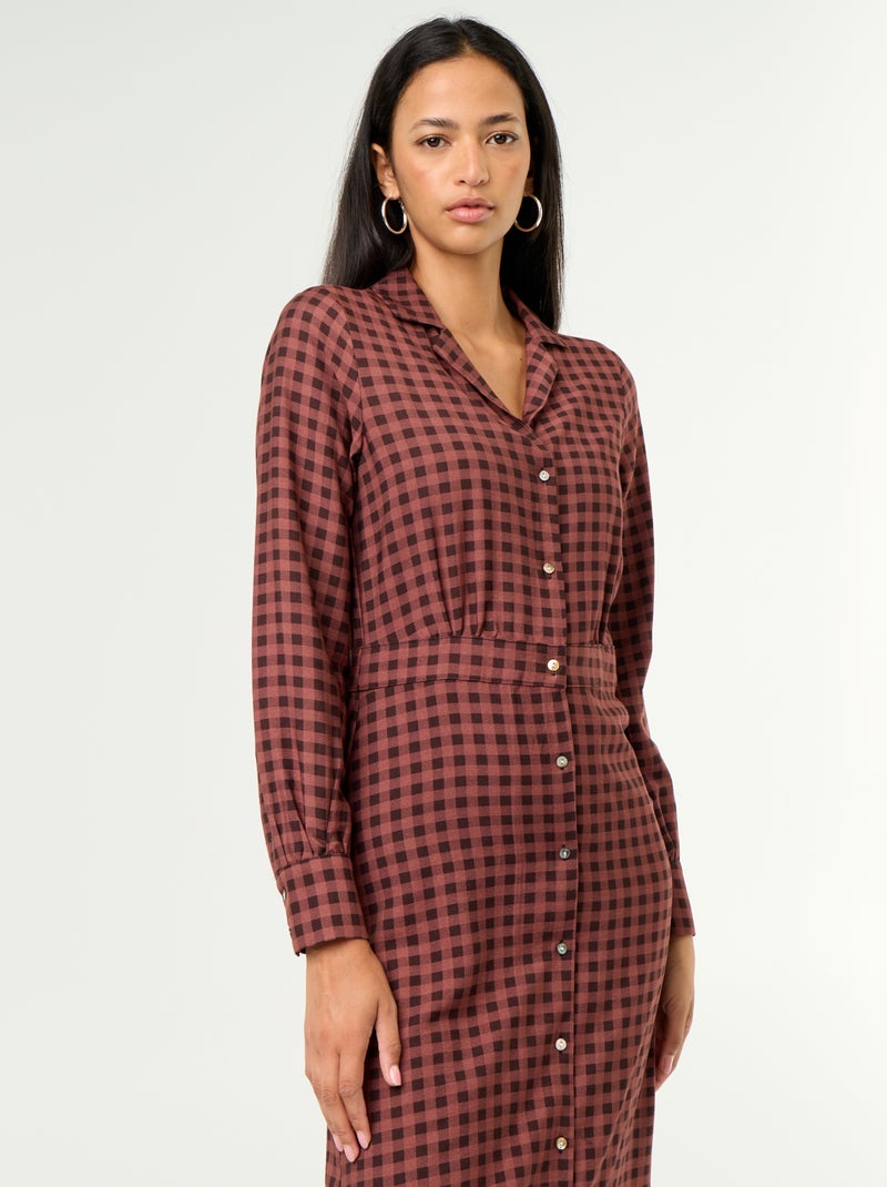 Vestido largo corte camisero Marron - Kiabi