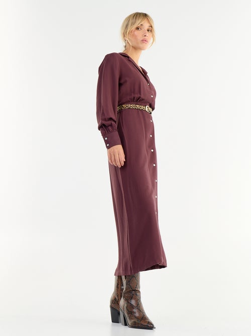 Vestido largo corte camisero - Kiabi