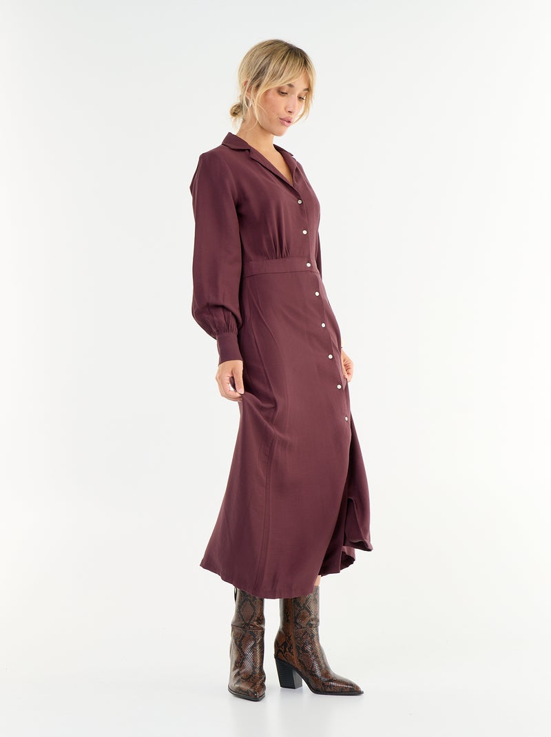 Vestido largo corte camisero Purpura - Kiabi
