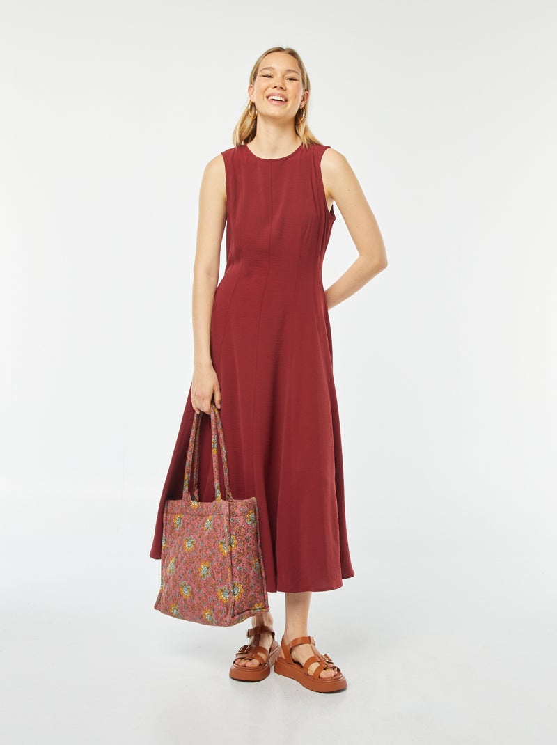 Vestido largo corte skater sin mangas ROJO - Kiabi