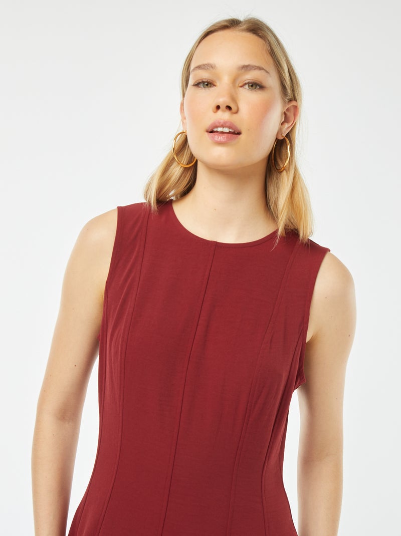 Vestido largo corte skater sin mangas ROJO - Kiabi