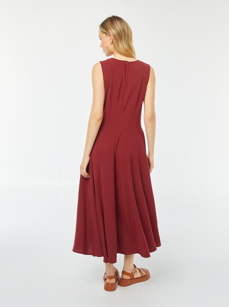 Vestido largo corte skater sin mangas ROJO - Kiabi