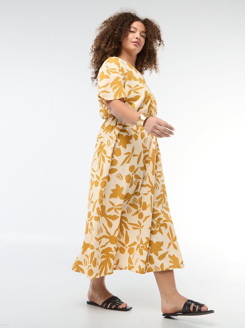 Vestido largo cruzado Amarillo - Kiabi