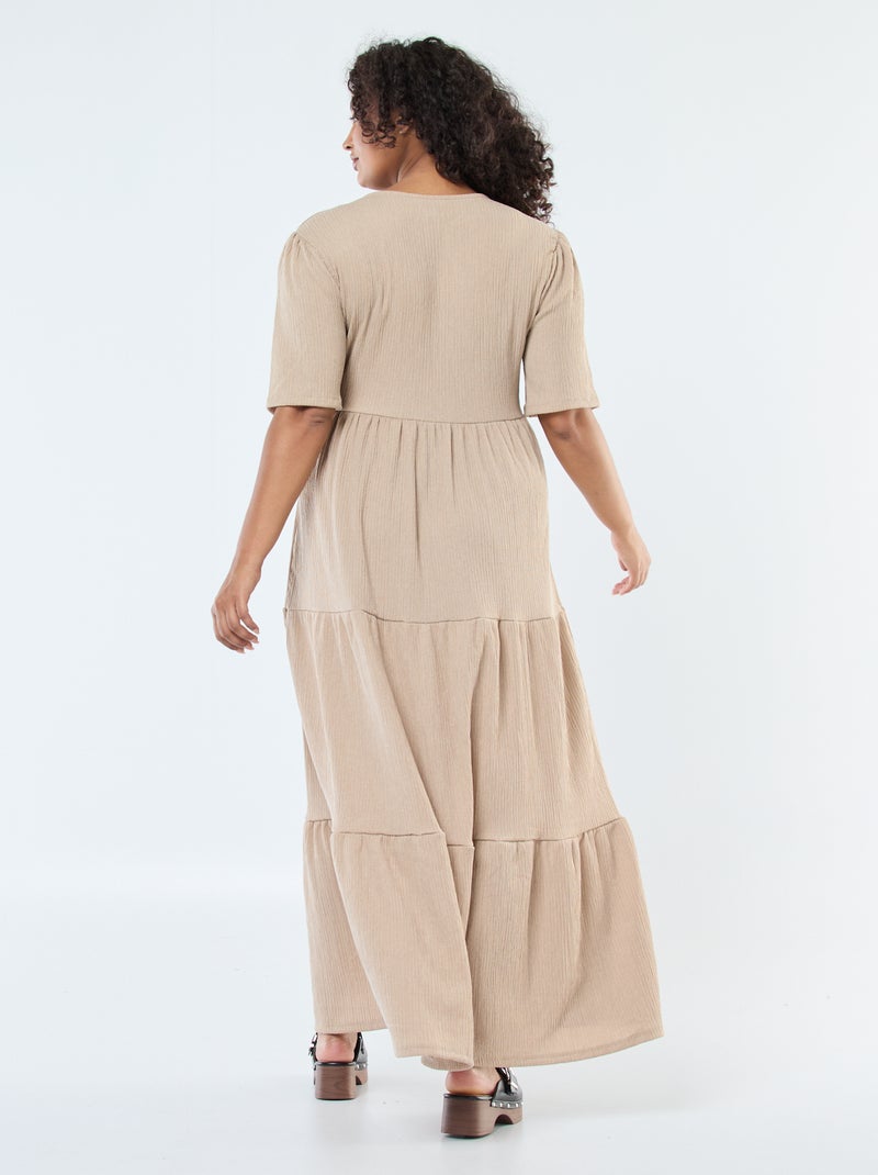 Vestido largo cruzado Beige - Kiabi