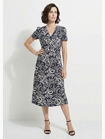 Vestido largo cruzado con cintura elástica - Afibel