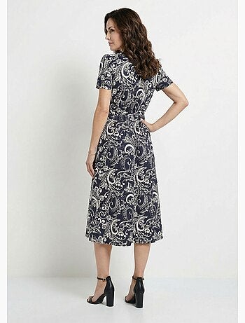 Vestido largo cruzado con cintura elástica - Afibel