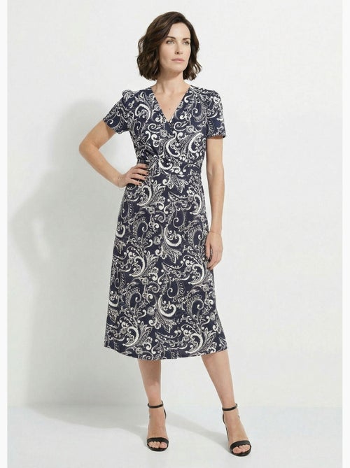 Vestido largo cruzado con cintura elástica - Afibel - Kiabi